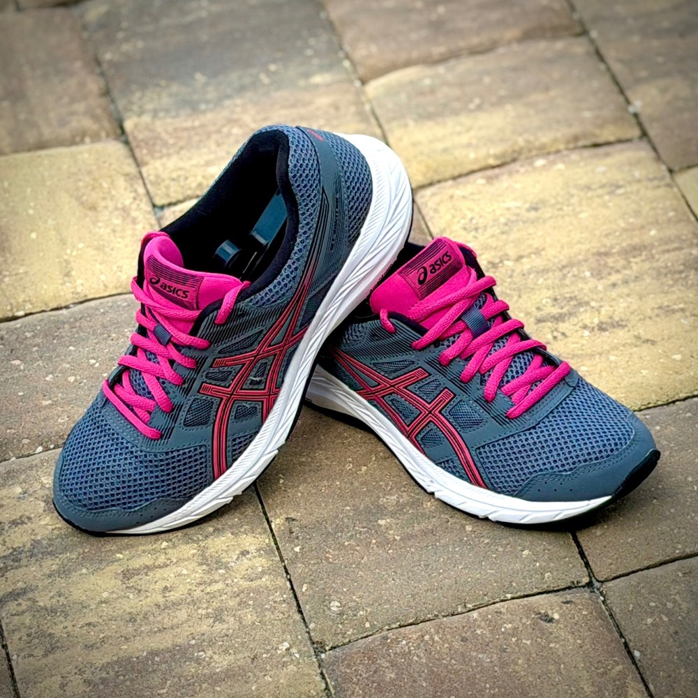 ASICS Gel Contend 5 Womens Running Shoes Grey Pink 1012A234 Size 8